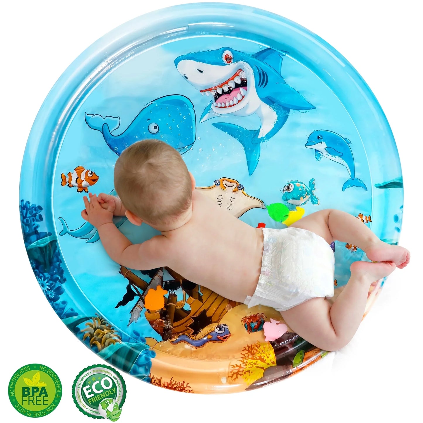 Tummy Time Mat, Inflatable Tummy Time Toys, Premium Water Mat Infants and Toddlers Is the Perfect Fun Time Play Activity Center Your Baby'S Stimulation Growth, Cute Baby Play Mat